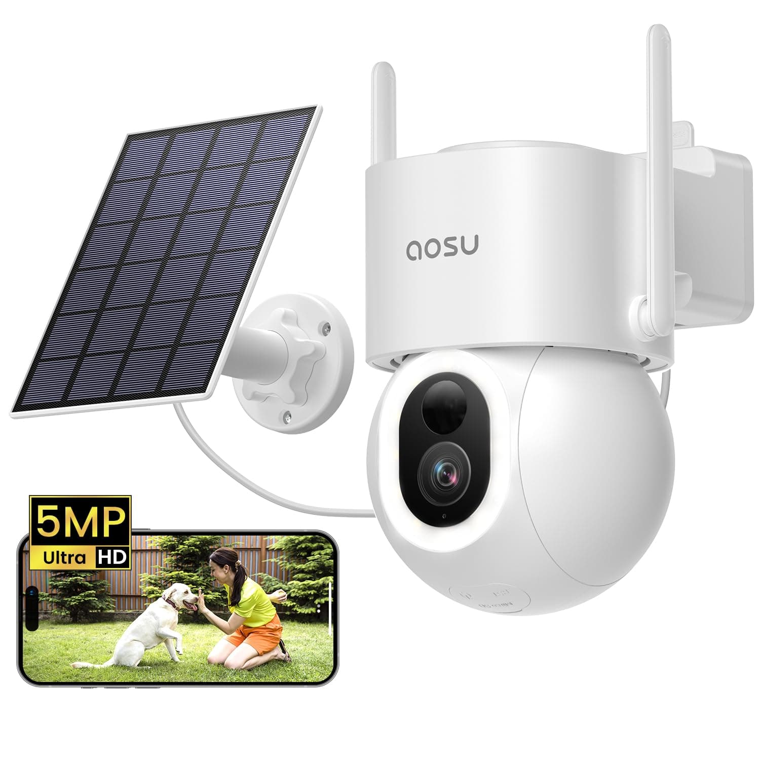 🌟 AOSU 3K 5MP Überwachungskamera Aussen Solar Akku 🌟