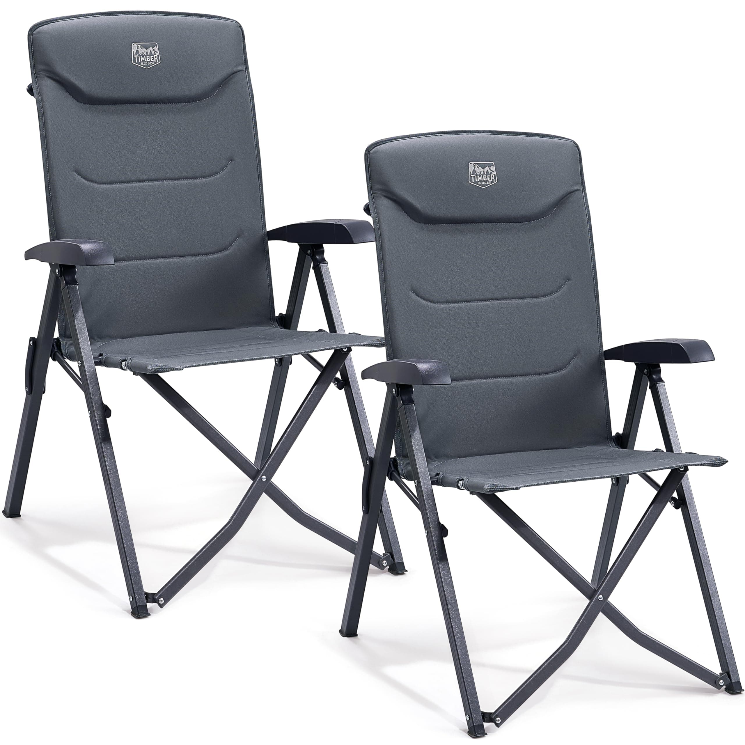 🏕️ TIMBER RIDGE Campingstuhl Faltbar Hohe Lehne 2er Set - Grau