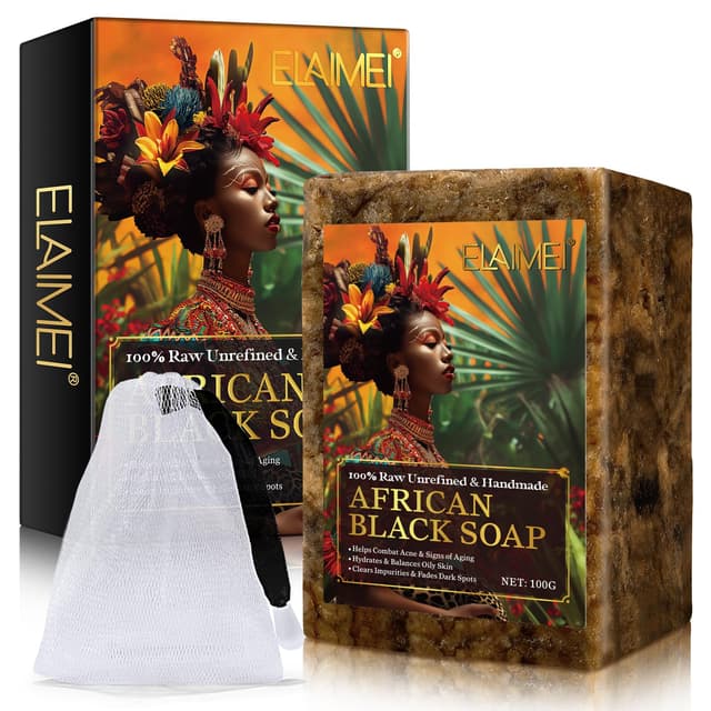 🌿 Bio Handgemacht Afrikanische Schwarze Seife 100g - Anti-Aging & Akne Bekämpfen