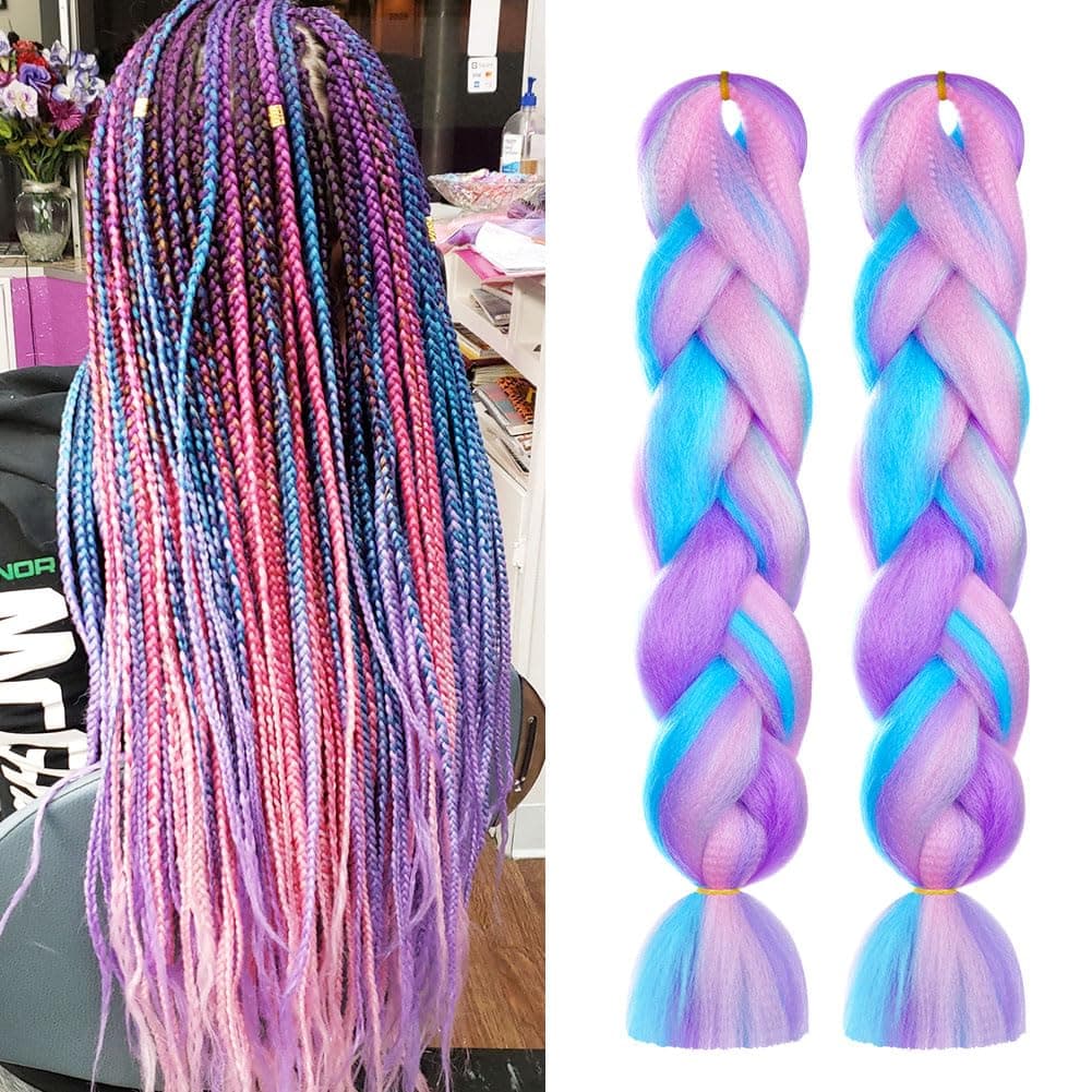 Aomig Braids Extensions, 4 Farben Kunsthaar zum Einflechten, 24" Haarsträhnen zum Braiding Hair