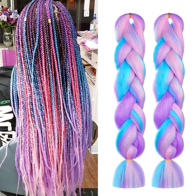Aomig Braids Extensions, 4 Farben Kunsthaar zum Einflechten, 24" Haarsträhnen zum Braiding Hair