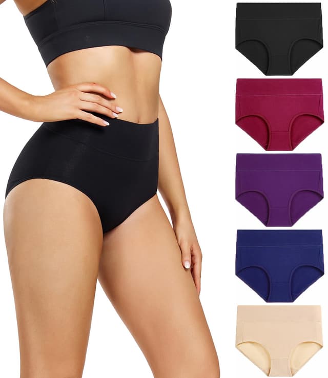 🌟 Wirarpa Damen Unterhosen Baumwolle Hohe Taille 5er Pack XL Mehrfarbig04-5er Pack 🌟