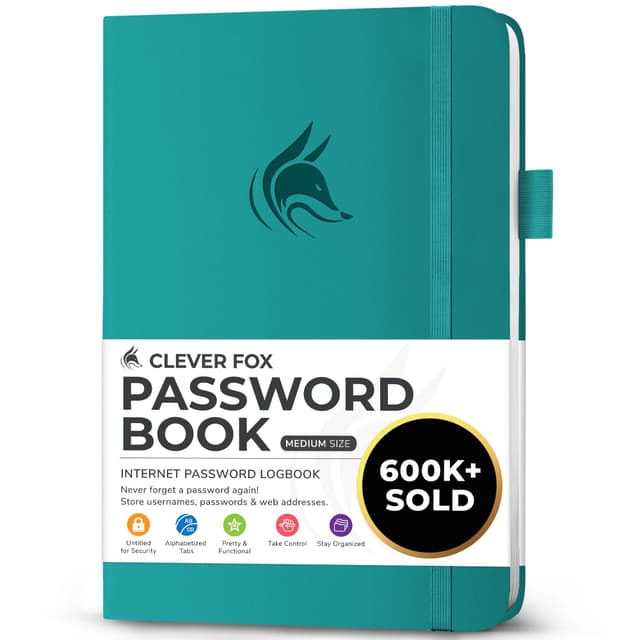 🔐 Clever Fox Passwortbuch mit Registerkarten - Angebot des Tages! 📚