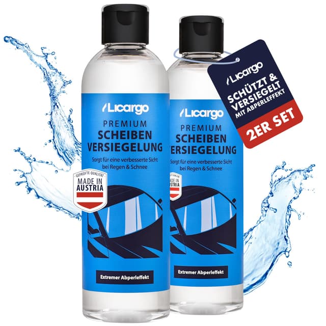 🚗 LICARGO® Scheibenversiegelung Auto (2x 250ml) - Extremer Abperleffekt für klare Sicht 🌧️ - Glasversiegelung Auto für wasserabweisende Scheiben (2er Set Scheibenversiegelung)