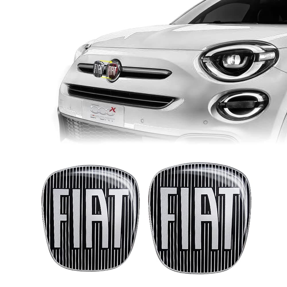 🚗 Fiat 14186C-14187A 3D Aufkleber Logo 500X, Schwarz, 2 Stücke, Vorne und Hinten 🛍️