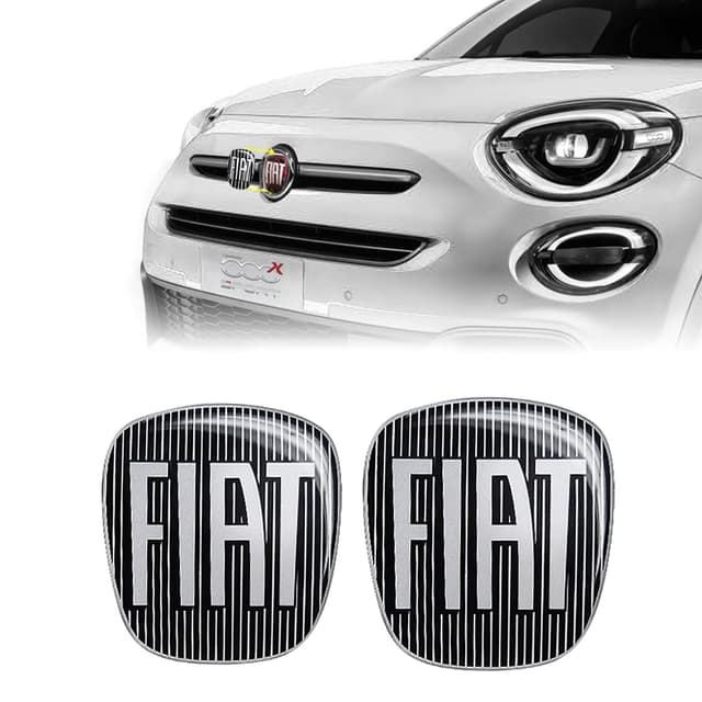 🚗 Fiat 14186C-14187A 3D Aufkleber Logo 500X, Schwarz, 2 Stücke, Vorne und Hinten 🛍️