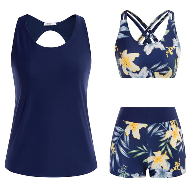JASAMBAC 3-teiliger Tankini Damen Bauchweg 🌺👙