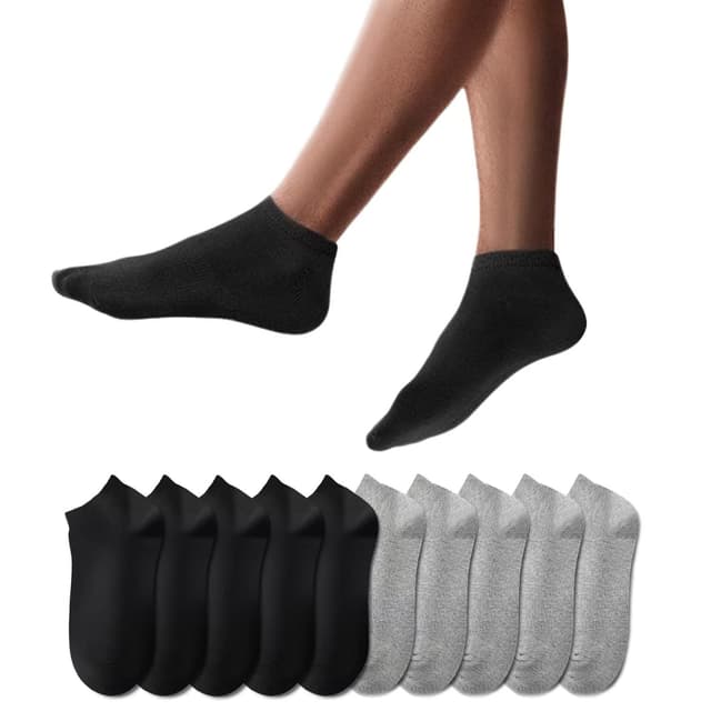 YouShow Sneaker Socken Herren Damen 10 Paar Kurze Halbsocken Quarter Baumwolle Unisex 47-50 Schwarz und Grau 🧦