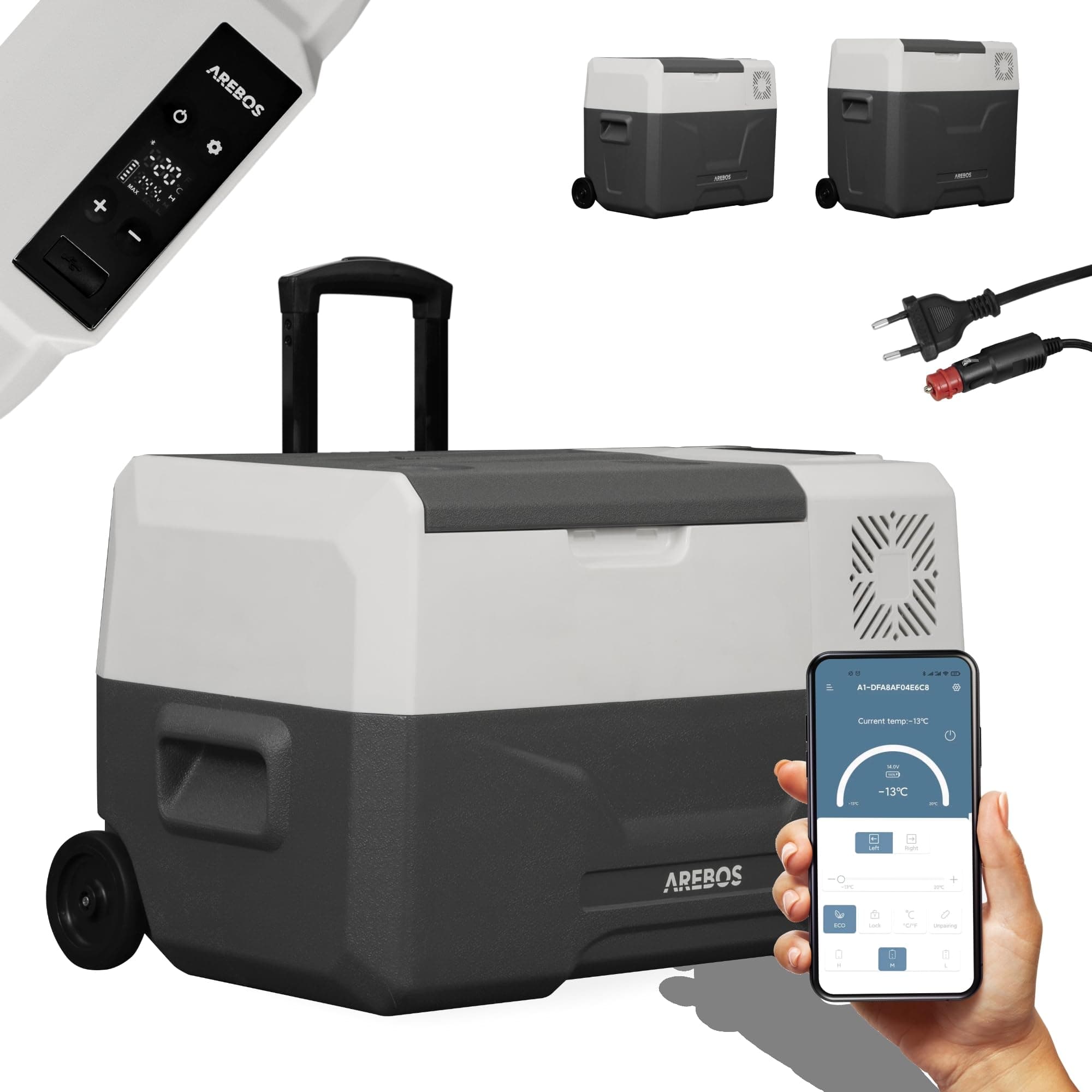 🌬️🧊 Arebos Kompressor Kühlbox mit Rollen 27 Liter | Elektrische Gefrierbox mit APP & Smart-Steuerung