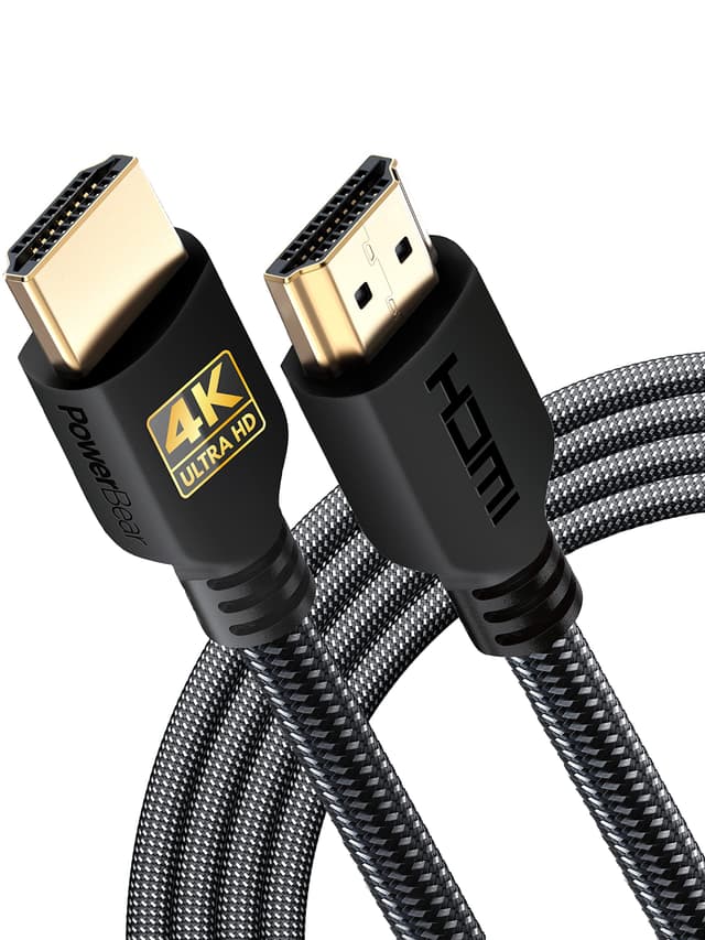 PowerBear 4K HDMI Kabel 3 m 🎮🔥 | Hochgeschwindigkeit, Geflochtenes Nylon & Goldstecker, 4K @ 60Hz, Ultra HD, 2K, 1080P, ARC & CL3 Bewertet