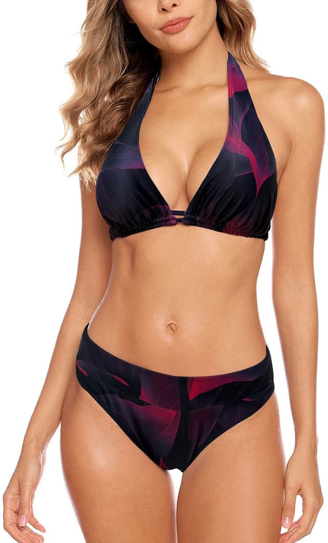 👙🌿 Aidotop Damen Bikini Set Triangel Badeanzug Strand Ties Zweiteiliger Bademode Bikinihose 44red Leaf XL - Angebot!