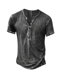👕 NEMXCE Hemd Herren Vintage Henley Shirt Kurzarm/Langarm T Shirt V Ausschnitt Slim Fit T-Shirt XL B2 Helles Schwarz Angebot