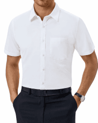 J.VER Herren Kurzarm Businesshemd mit Taschen ⭐ XL Weiß ⭐