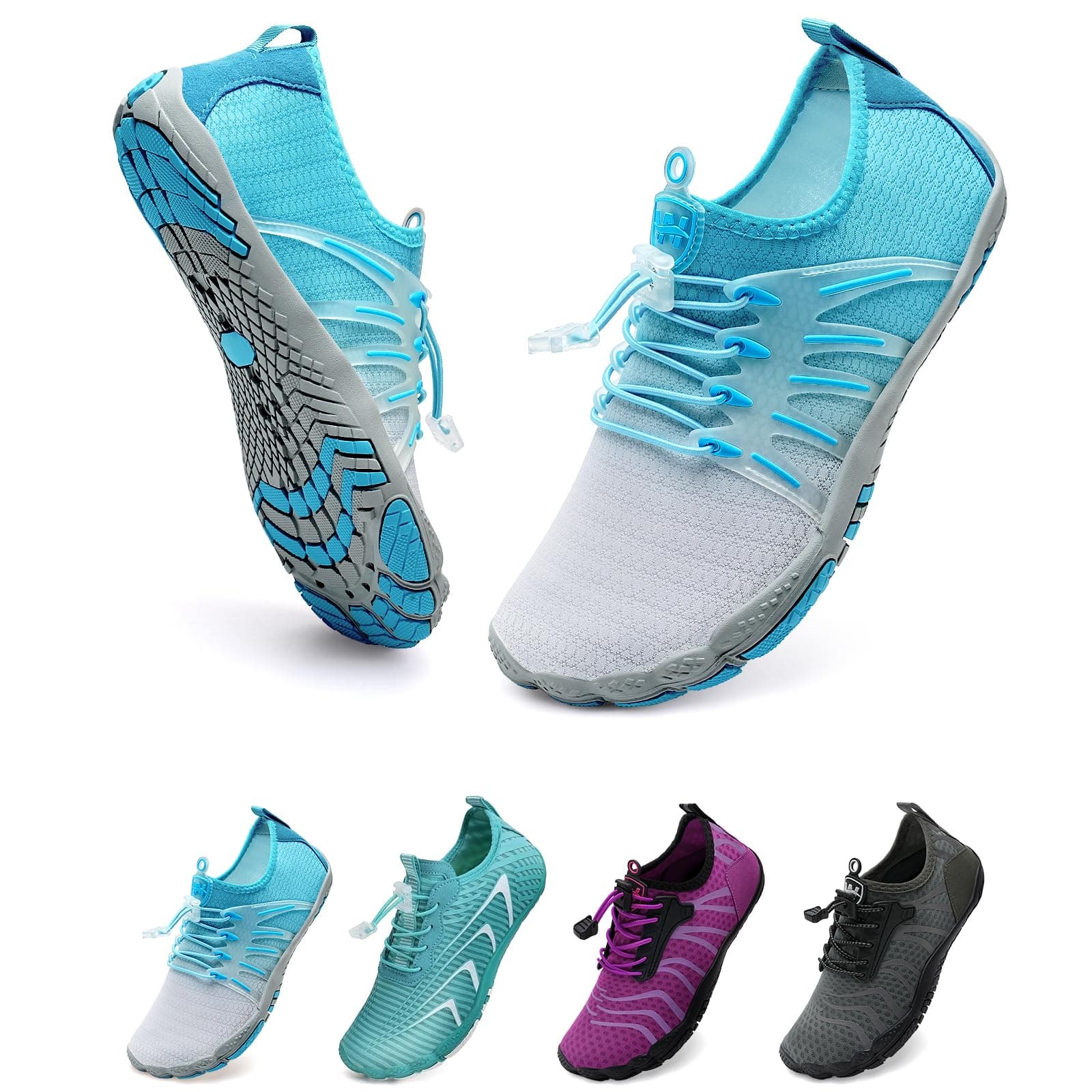👟 WateLves Barfußschuhe Damen Herren - Weiß Blau 40 EU 🌊