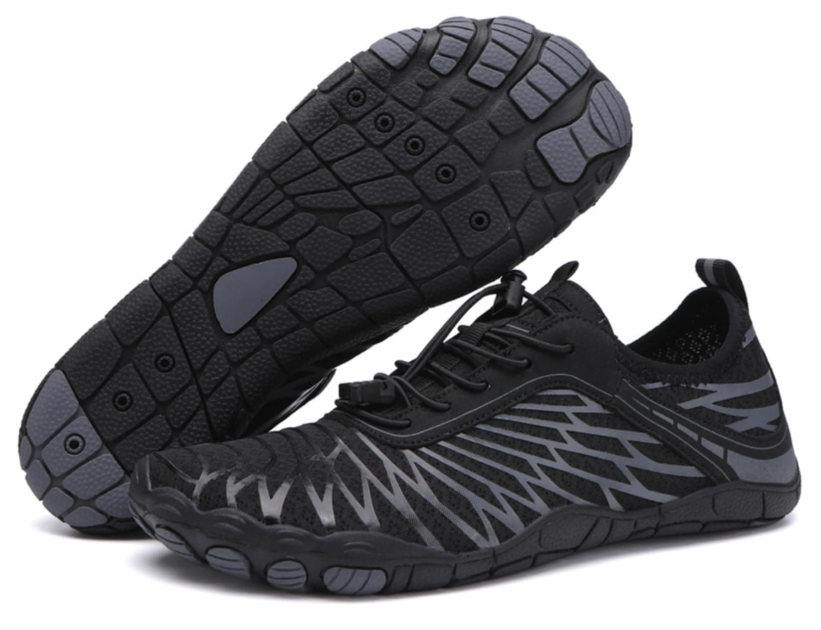 👟 Teechodina Unisex Traillaufschuhe Herren Damen Wanderschuhe Barfußschuhe Laufschuhe Knit Sneaker Fitnessschuhe Fivefinger Zehenschuhe 42 EU Ac Schwarz