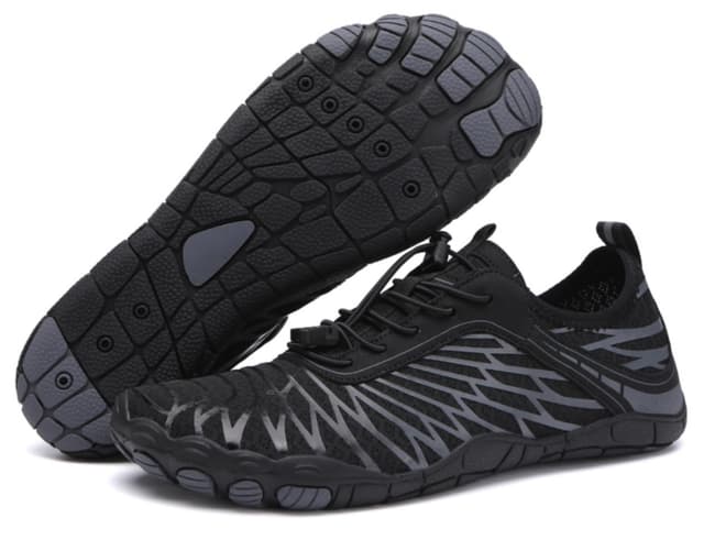 👟 Teechodina Unisex Traillaufschuhe Herren Damen Wanderschuhe Barfußschuhe Laufschuhe Knit Sneaker Fitnessschuhe Fivefinger Zehenschuhe 42 EU Ac Schwarz