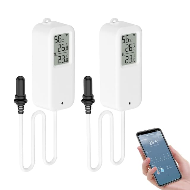 🌡️🏡 eMylo Wlan Thermometer, Smart Kühlschrankthermometer App Monitor, 2 Stück mit Bildschirm T13 2 Pack