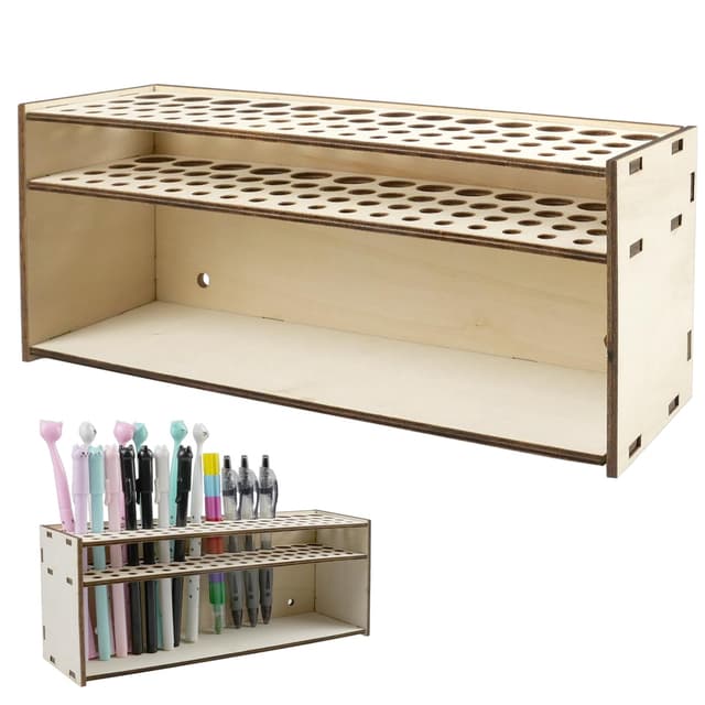 🎨🖌️ KiKiHong Pinselhalter Malerei Holz Pinsel Aufbewahrung Organizer 67 Loch Pinselhalter Kosmetik Multifunktions-Lagerregal Abnehmbar Künstler Geschenk