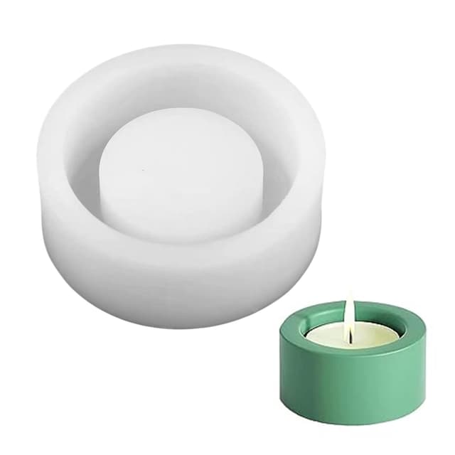 Parthan Silikonform Kerzenhalter 🕯️ Gießform Stabkerzenhalter, Teelichthalter, Rund, Beton Kerzenständer Silikon