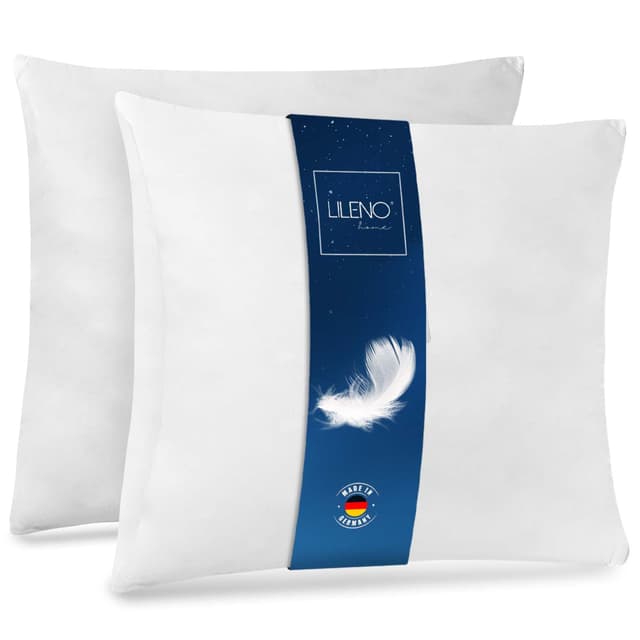 LILENO HOME Federkissen 80x80 cm [2er Set] - Premium Federkernkissen für Allergiker und Kinder