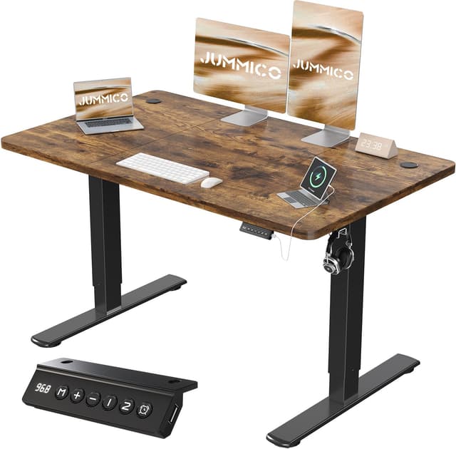 🌟 JUMMICO Höhenverstellbarer Schreibtisch mit USB-Ladeanschluss 120 x 60 cm 🌟
