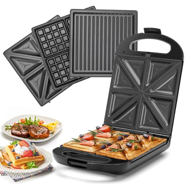 🥪🧇🥘 Taylor Swoden Bruno 3-in-1 Sandwichmaker, Waffeleisen, Backblech | 1200W | BPA-frei Schwarz