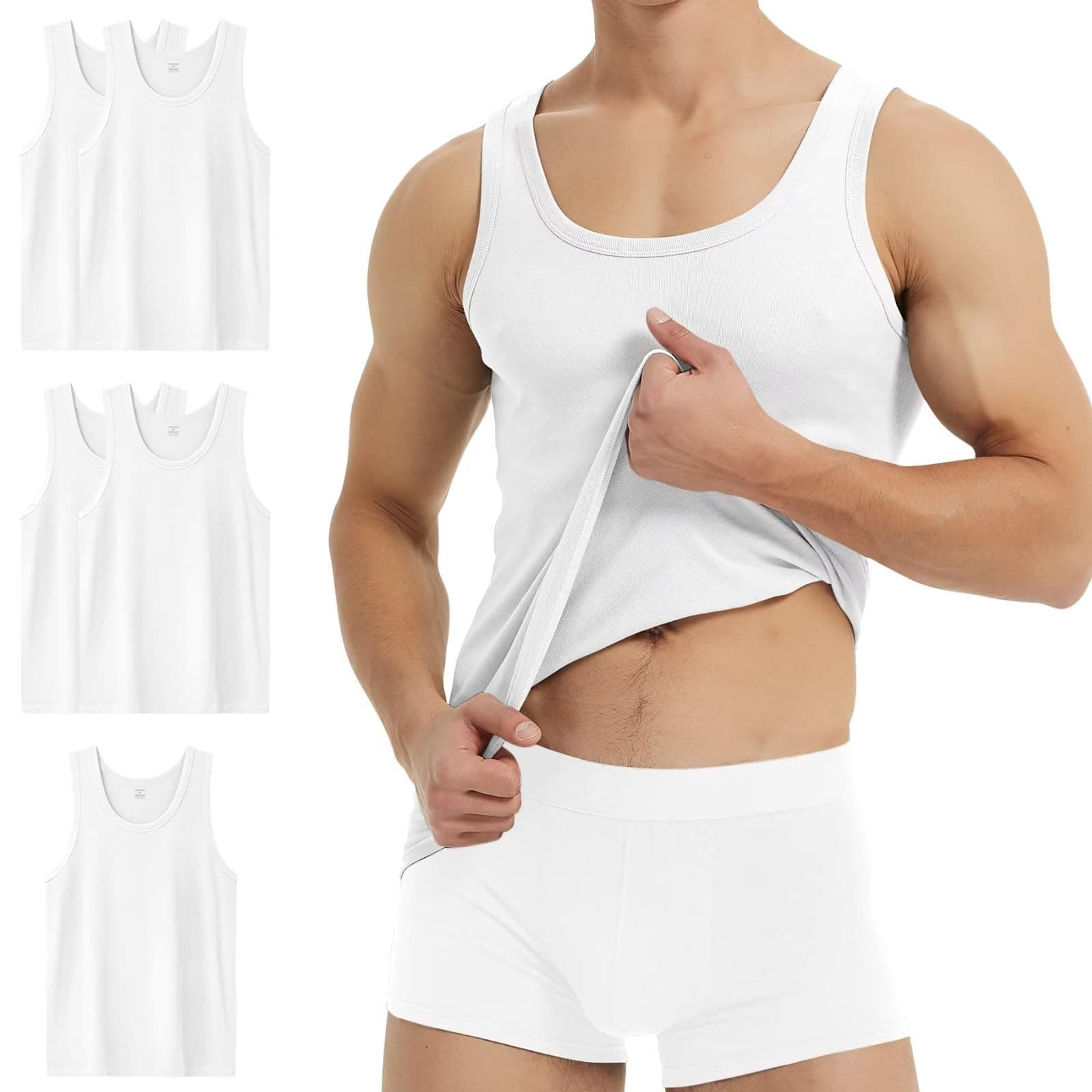 🌟 YouShow Unterhemd Herren 3/5er Pack 100% Baumwolle Tank Top Feinripp M 5*weiß 🌟