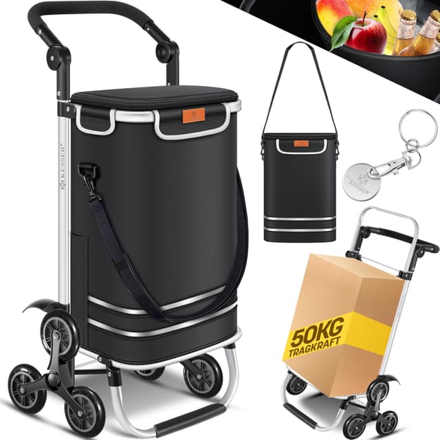 🛒🌟 KESSER® Einkaufstrolley Treppensteiger mit Kühlfach klappbar 🌟🛒