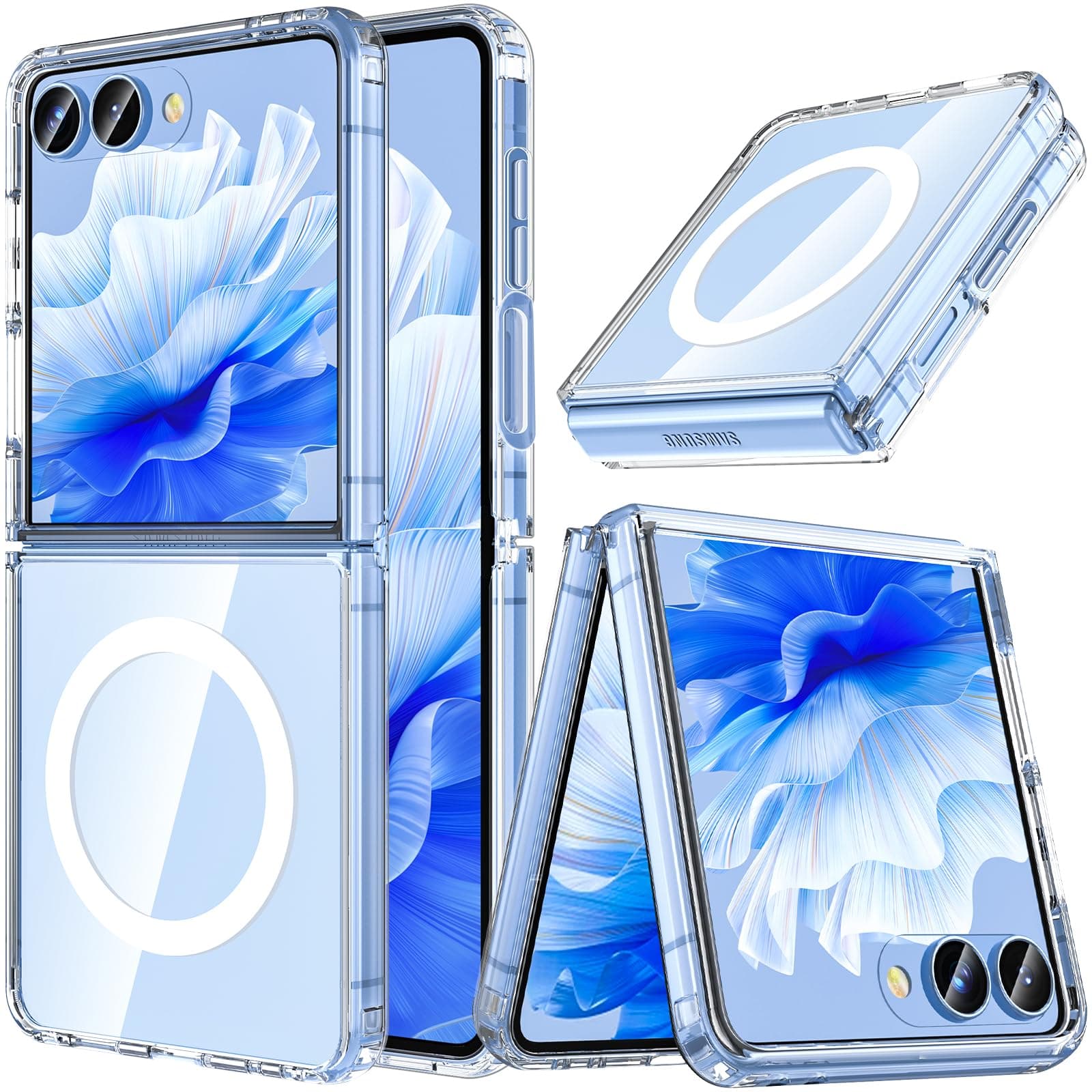 OWKEY Samsung Galaxy Z Flip 7 Hülle mit Magnet, Transparent & Stoßfest