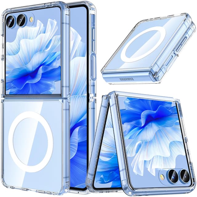 OWKEY Samsung Galaxy Z Flip 7 Hülle mit Magnet, Transparent & Stoßfest