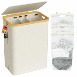 AdelDream 160L Wäschekorb mit Deckel 3 Fächer 🧺🌟 Hellgrau - Angebot
