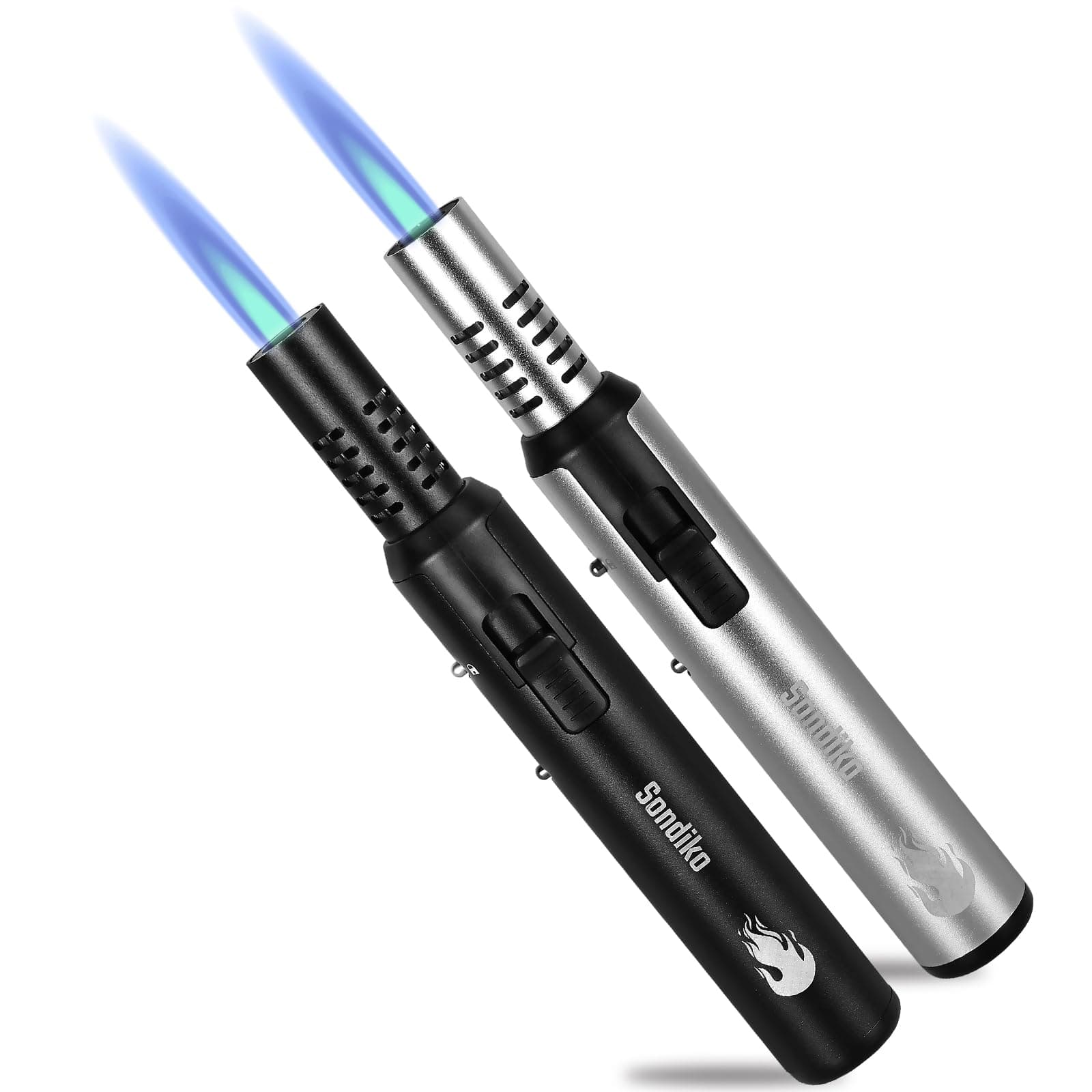 Sondiko Jetflamme Feuerzeug 2 Stücke - Schwarz & Silber 🔥