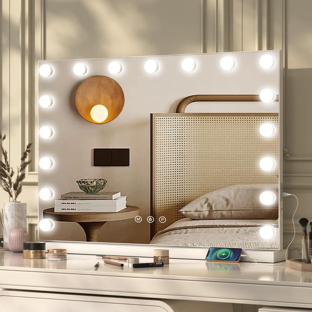 Ereousa Hollywood Spiegel mit dimmbarer Beleuchtung, 70x55 cm