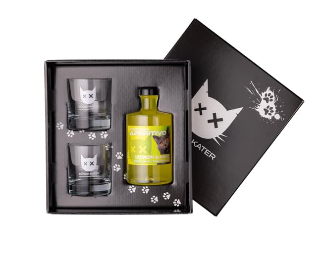 BÖSER KATER Lemon & Lime Aperitivo Geschenkset 🍋🎁🍸 | Frucht Likör 0,5l 15% Vol.