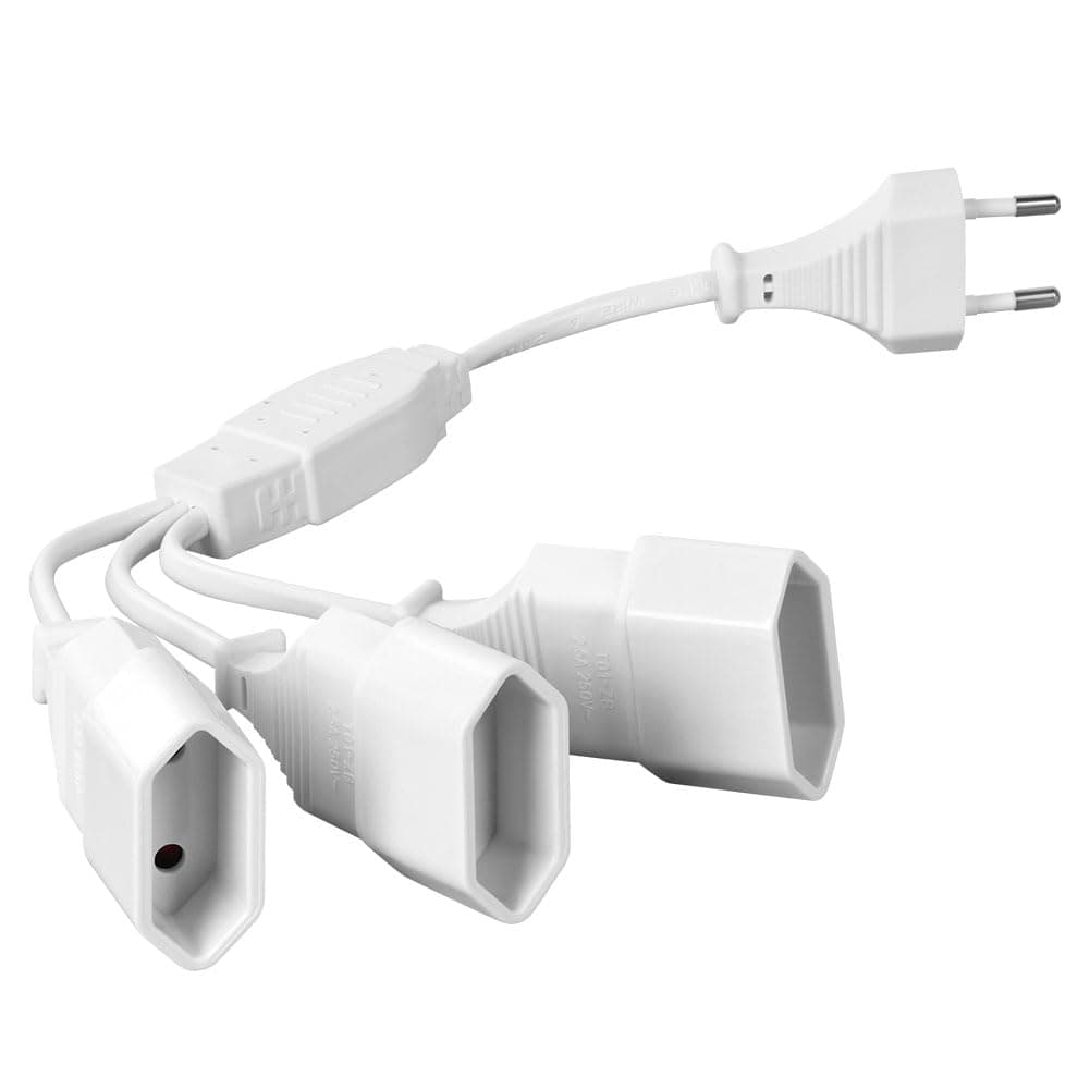 🔌 AXFEE Stromkabel Verlängerung 3-in-1 Kurzes Euro Verlängerung Netzkabel (Weiß)