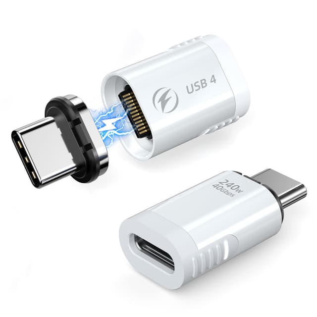 HanCenDa USB-C Magnetadapter Weiß - 2er Pack - Schnelles Laden, 8K Video, 40Gbps Datenübertragung