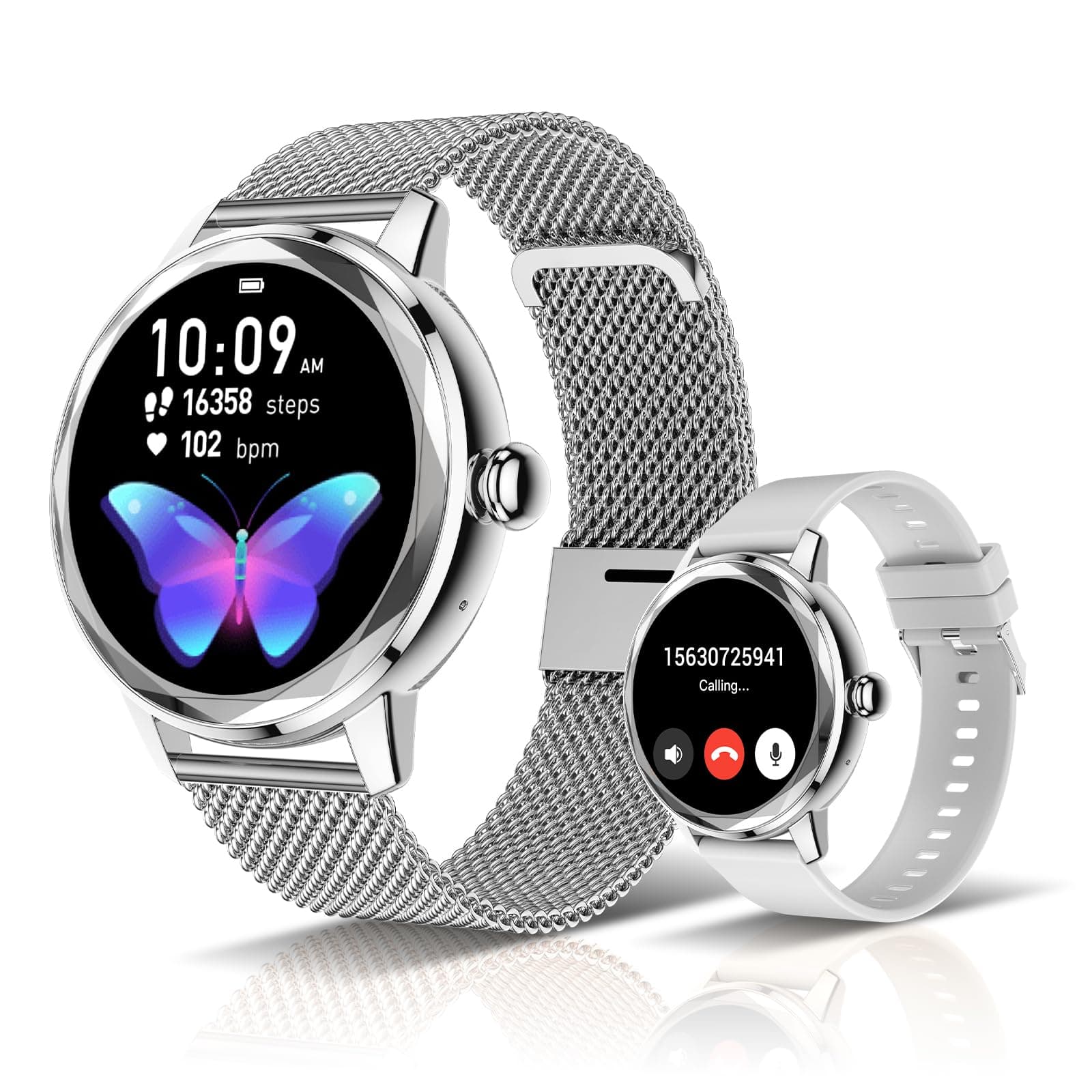 LES FLEURS Smartwatch Damen 1,19" Touchscreen Fitnessuhr mit Bluetooth ⌚🌺