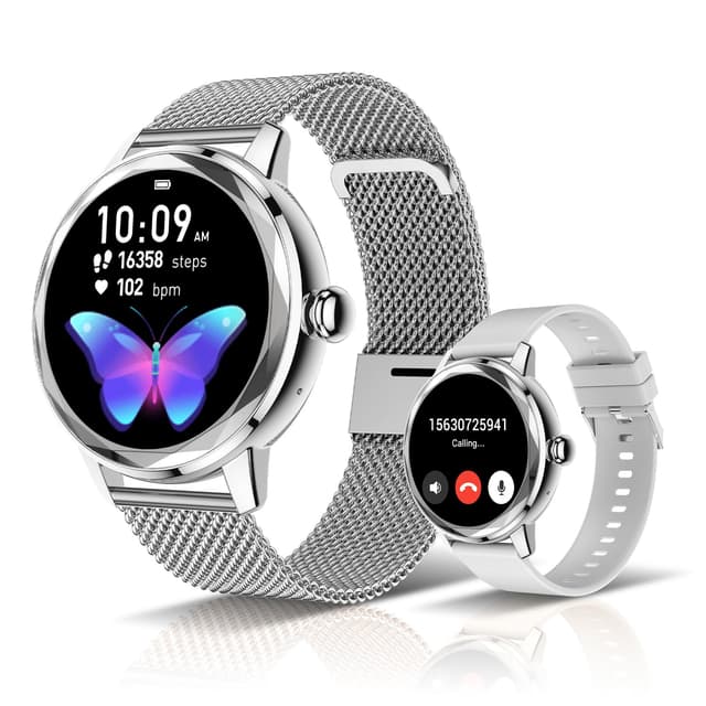 LES FLEURS Smartwatch Damen 1,19" Touchscreen Fitnessuhr mit Bluetooth ⌚🌺