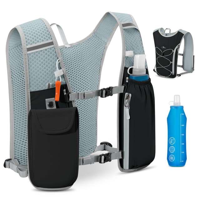Laufweste Damen und Herren mit Trinkflasche 500 ml und Leichter Trinkrucksack 🏃‍♂️🏃‍♀️