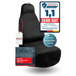 🚗 PROTEX® Autositzschoner [Testsieger 2024] Werkstattschoner - Rutsch- und wasserfestes Material 🌊 - Ideale Passform - schwarz (1 Stück) Schwarz | 1x | + Gratis MicroTuch