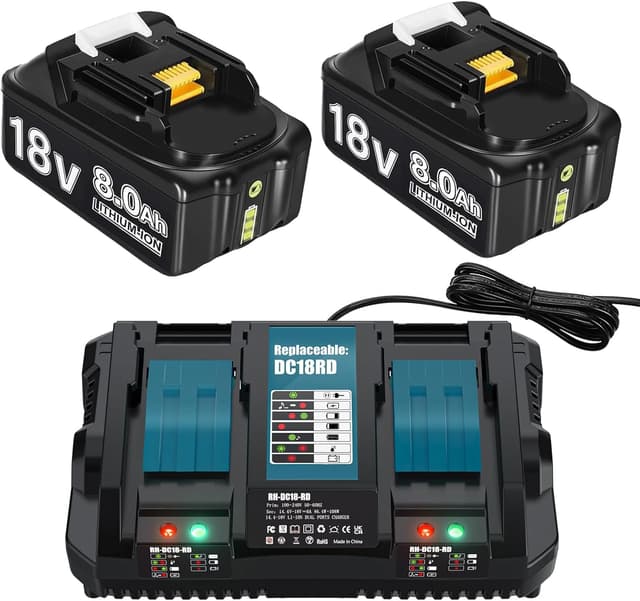 2X 18V 8000mAh/8,0Ah Ersatzakku für Makita + 6A DC18RD Dual Port Ladegerät - Deal des Tages! 💥