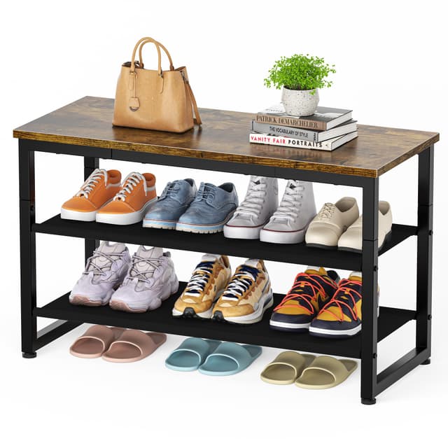 HOMIDEC Schuhregal mit Sitzbank 🥿🏡🪑 | Vintage | 150kg Tragkraft