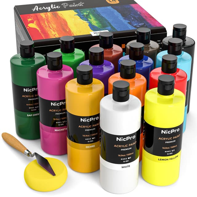 Nicpro Acrylfarben Set 14 x 500 ml 🎨🖌️