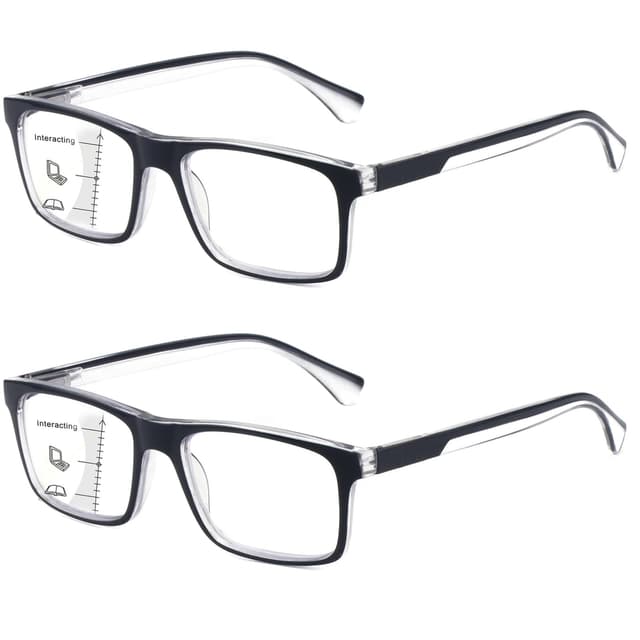 Missfive 2 Pack Gleitsichtbrille Herren Gleitsicht Lesebrille 🤓👓 Multifokale Blaulichtfilter Vollrand Raumcomfort-Brillen
