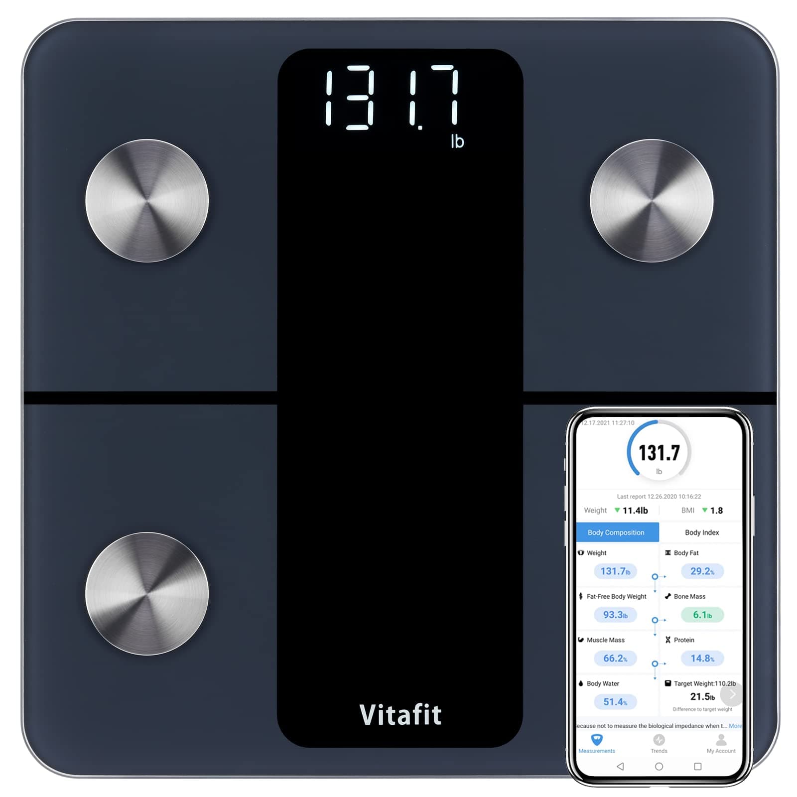 Vitafit Personenwaage Körperfettwaage mit APP 182kg 🌟 Professionelle Fabrik SEIT 2001