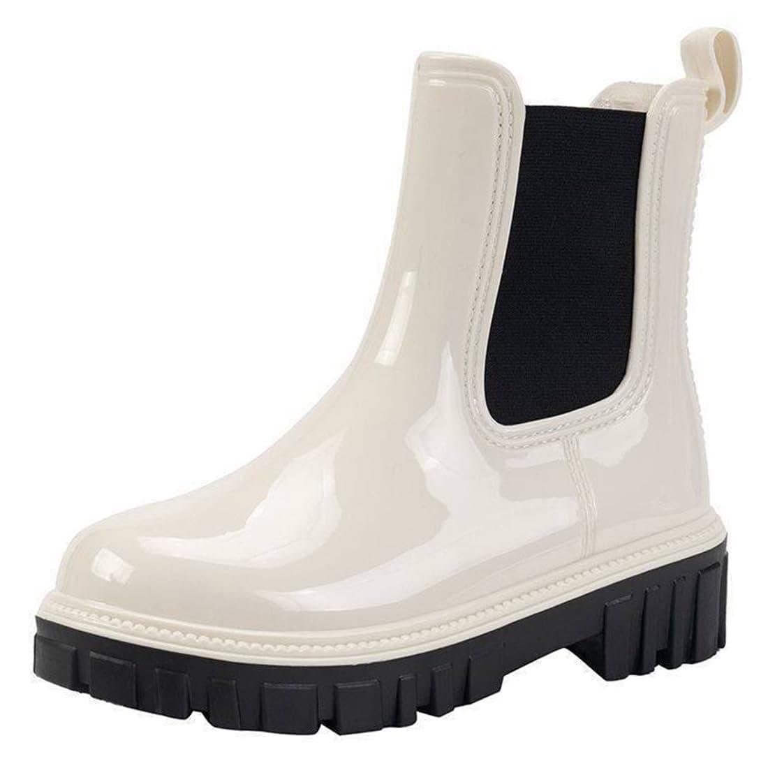 🌧️🌈 Harssidanzar Damen Ankle Rain Boots HL211EU Weiß 39 EU | Wasserdichte Chelsea Boots