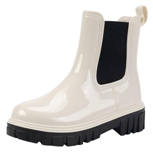 🌧️🌈 Harssidanzar Damen Ankle Rain Boots HL211EU Weiß 39 EU | Wasserdichte Chelsea Boots