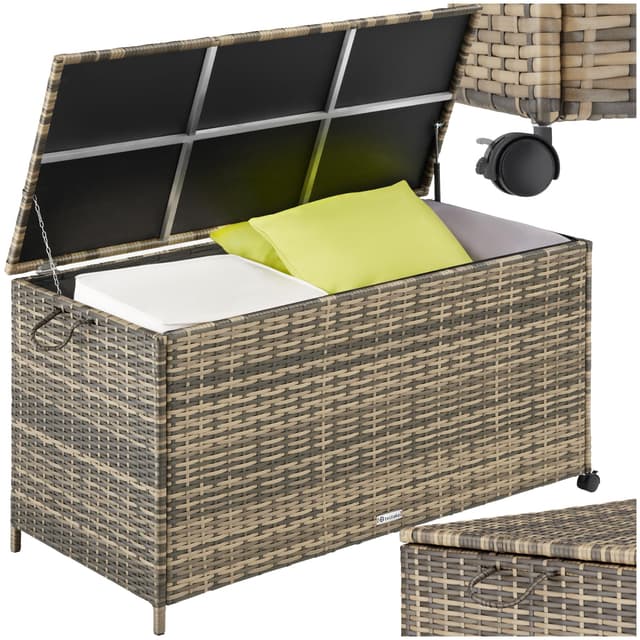 🌿🌞🏡 tectake® Poly Rattan Gartenbox wetterfest - Aufbewahrungsbox für Garten