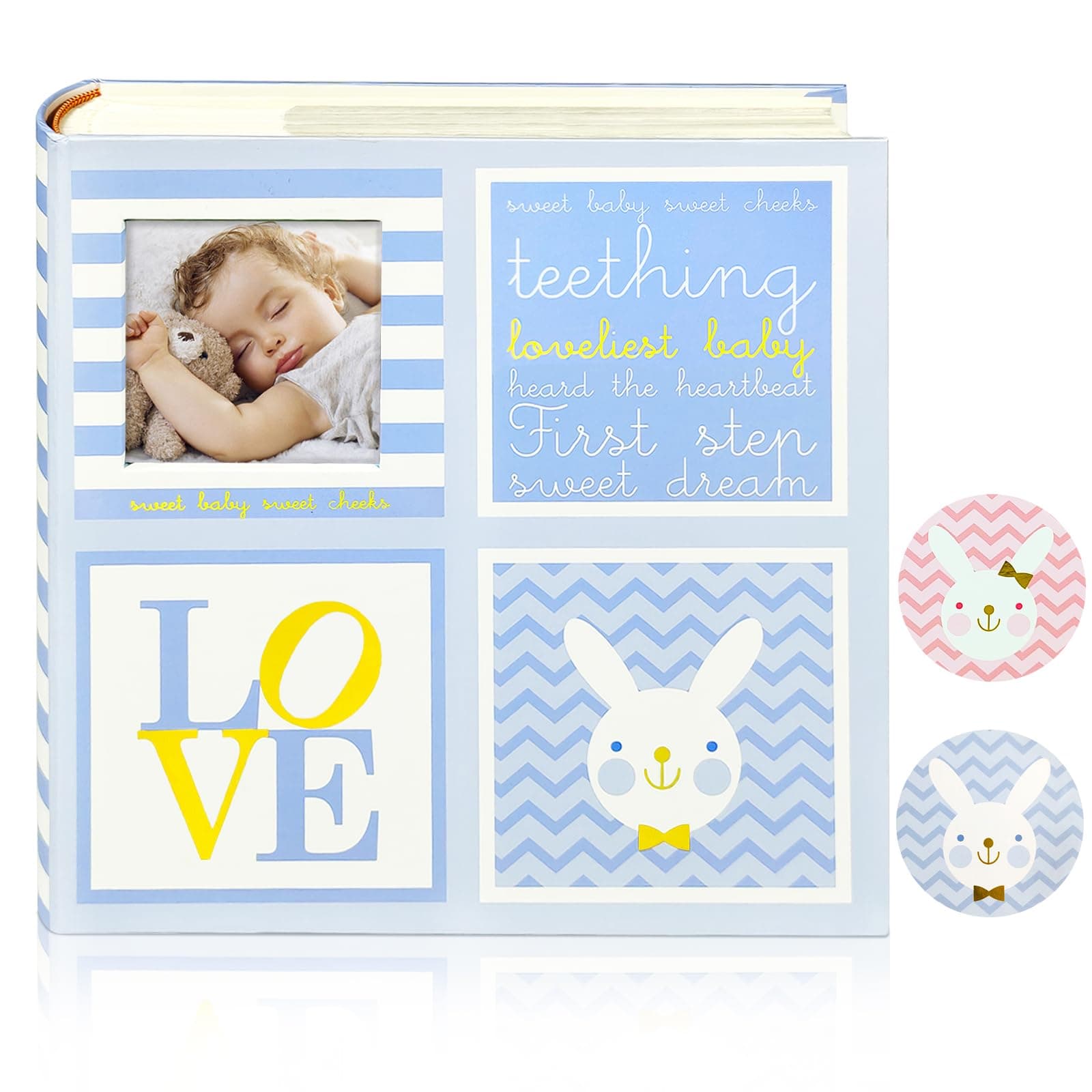 👶📸 Kuword Baby Fotoalbum 10x15 cm Blau - Erinnerungsalbum für Neugeborene und Kinder