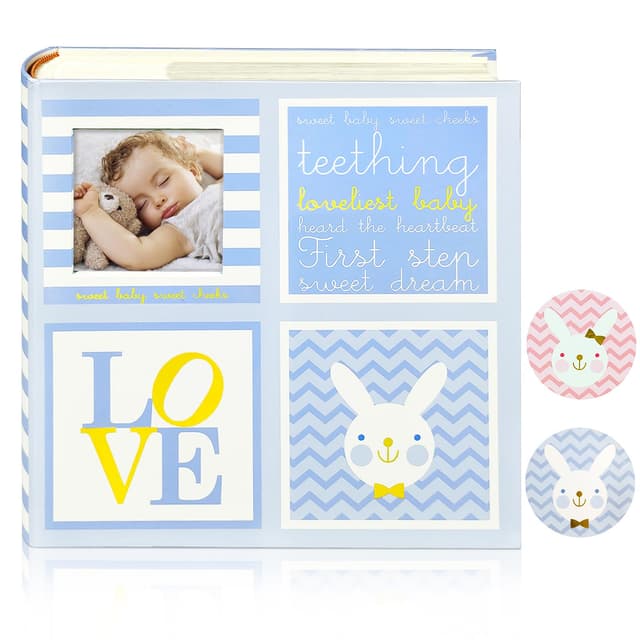 👶📸 Kuword Baby Fotoalbum 10x15 cm Blau - Erinnerungsalbum für Neugeborene und Kinder